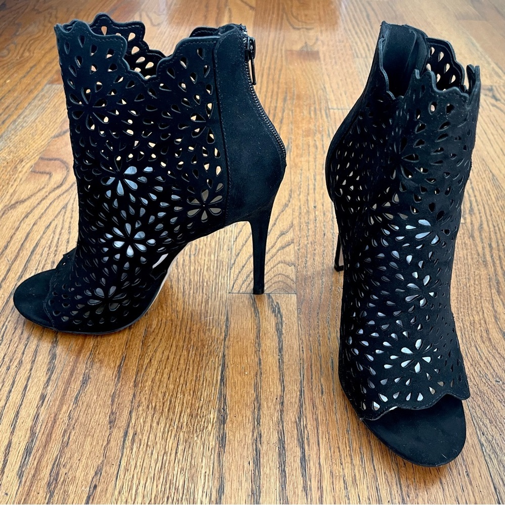 Aldo Suede Cutout Peeptoe Booties